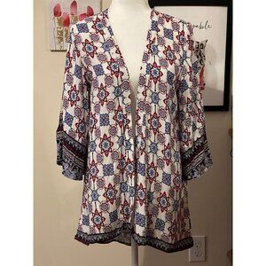 Patriotic Bohemian Fringe Kimono Americana Size Medium